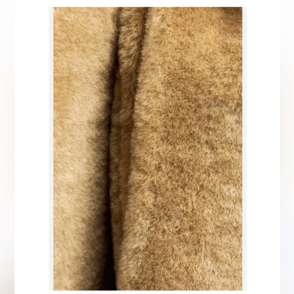 ZARA NEW WOMAN ZW COLLECTION BELTED FAUX FUR COAT BEIGE - Picture 2 of 8